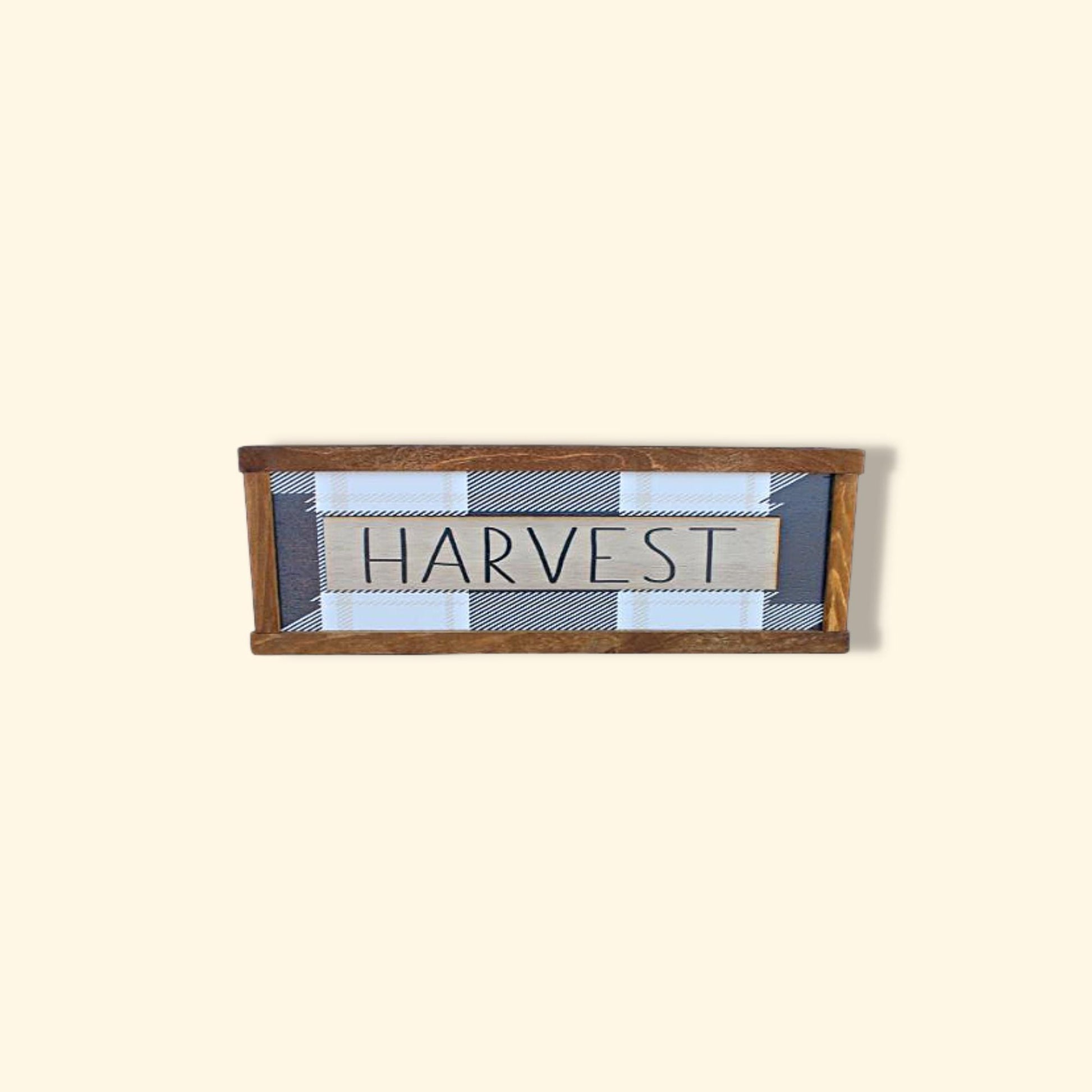 Harvest Plaid Fall Autumn Seasonal Farmhouse Layered Handmade Sign Framed 3D Raised and Printed Color Rustic