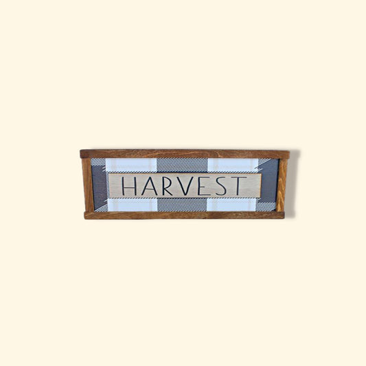 Harvest Plaid Fall Autumn Seasonal Farmhouse Layered Handmade Sign Framed 3D Raised and Printed Color Rustic