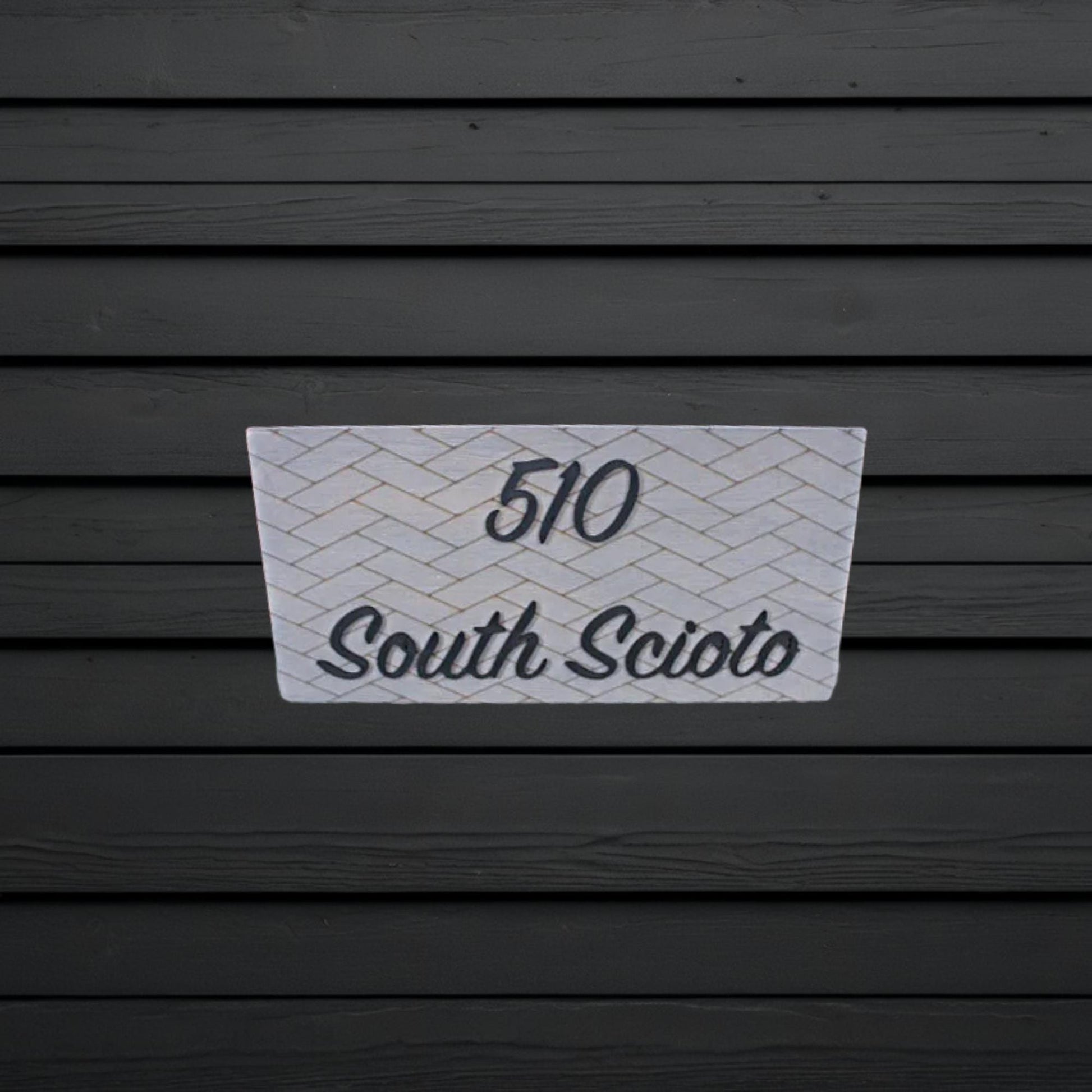 Custom Address Sign Chevron Subway Tile Herringbone Engraved and Raised Personalized Street Sign Wooden Handmade Layered Your Address Etched