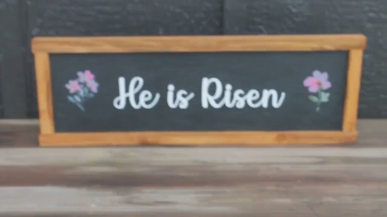 He Is Risen Wood Sign • Christian Easter Decor • Rustic Farmhouse Wall Art • Religious Spring Sign • Floral Christian Home Decor