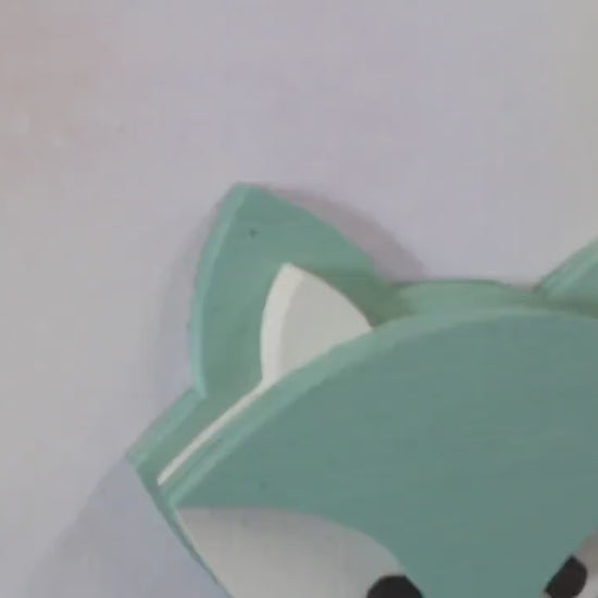Handmade Teal Fox Floral Nursery Decor: 3D Raised Wall Art