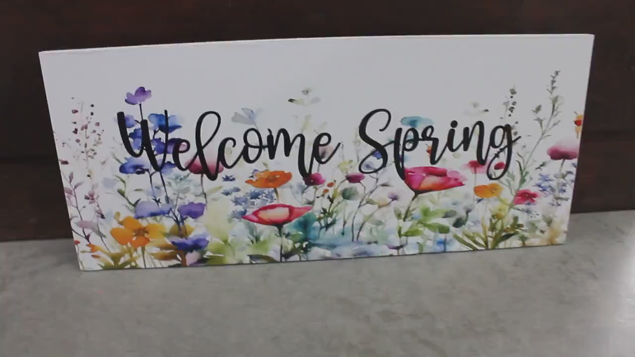 Welcome Spring Decor Garden Floral Flowers Handmade Colorful Unframed Inspiring Text 3D Raised Text Wall Decoration Primitive Rustic