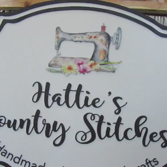 Raised Rustic Sewing Logo Sign • 3D UV‑Printed Custom Business Branding • Handmade Boutique Sign for Clothing Craft Makers