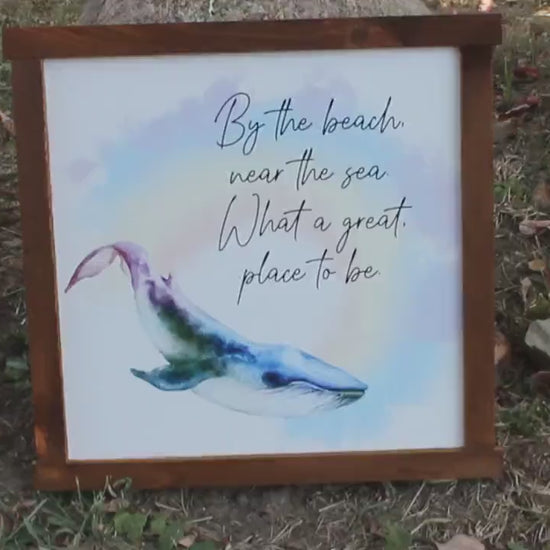 Watercolor Whale Beach Good place to be Sea Printed Handmade wall art Bathroom Tropical