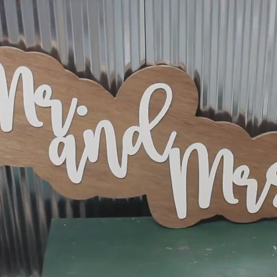 Mr and Mrs Wood Sign: 3D Raised Letter Wedding Decor