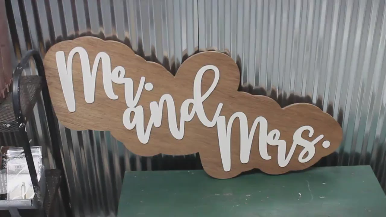 Mr and Mrs Wood Sign: 3D Raised Letter Wedding Decor
