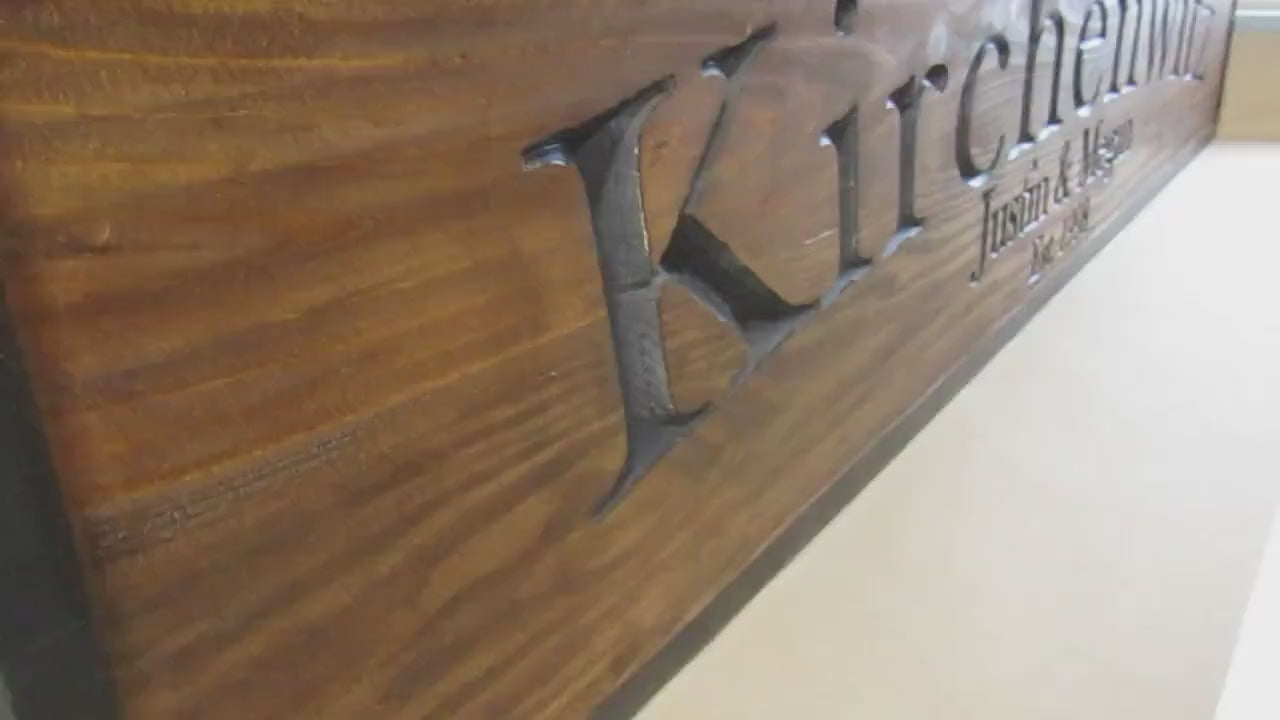 Engraved Family Name Sign – Large Custom Wood Last Name Plaque with Established Date – Rustic Personalized Wall Decor for Home Wedding Gift