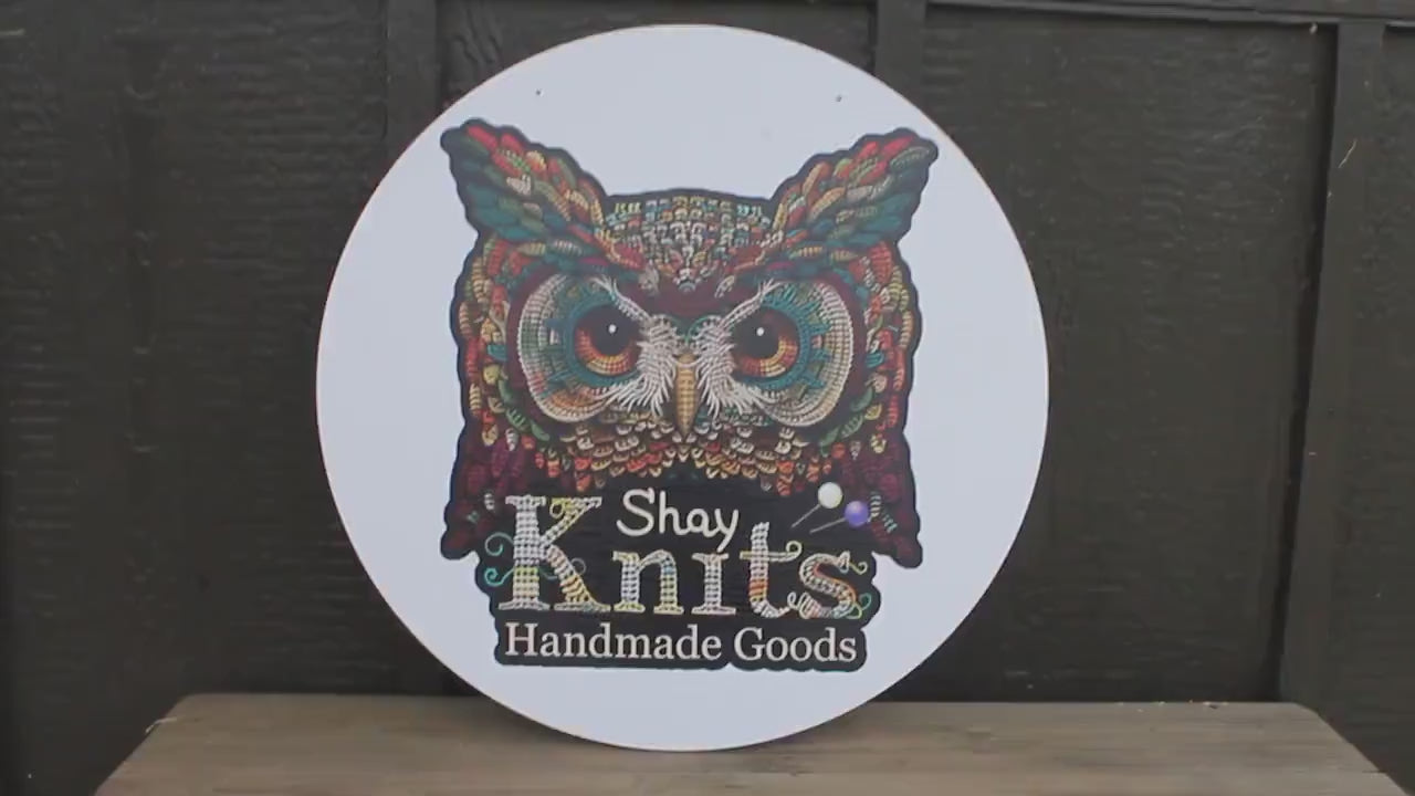 Custom Knitting Crochet Company Weatherproof PVC Sign Your Logo Personalized Round Circle Textured Ready for your Business Logo Personalized