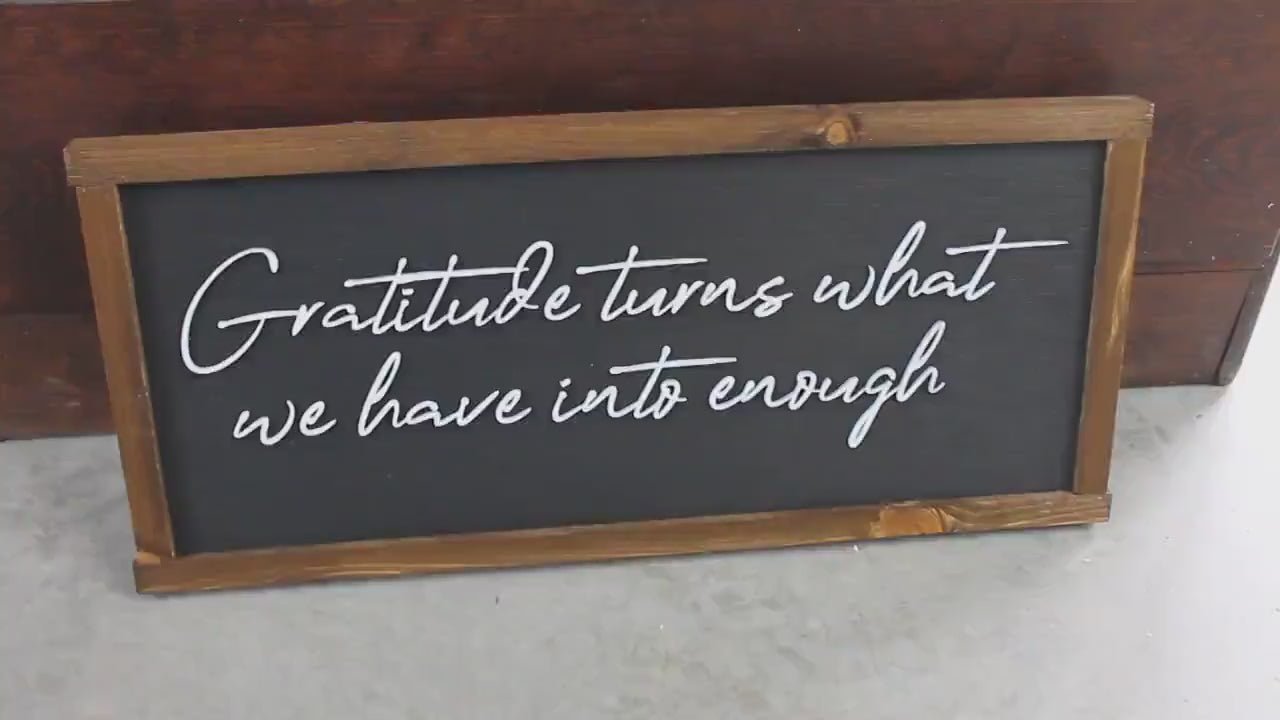 3D Wood “Gratitude” Sign • Raised Lettering Wall Art • Rustic Framed Home Decor • Inspirational Quote Sign • Modern Farmhouse Gift