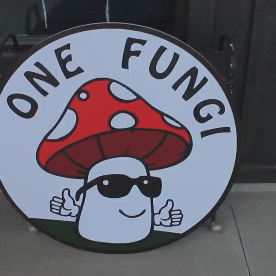 Mushroom Fungi Fungus Fun Guy Sunglasses Personalize Waterproof Sign Smooth Round Outdoor Business Logo Great for hanging or wall mounted