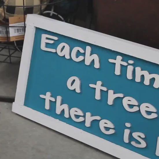 Handmade Book Lover Sign: Blue & White Wooden Quote Wall Art