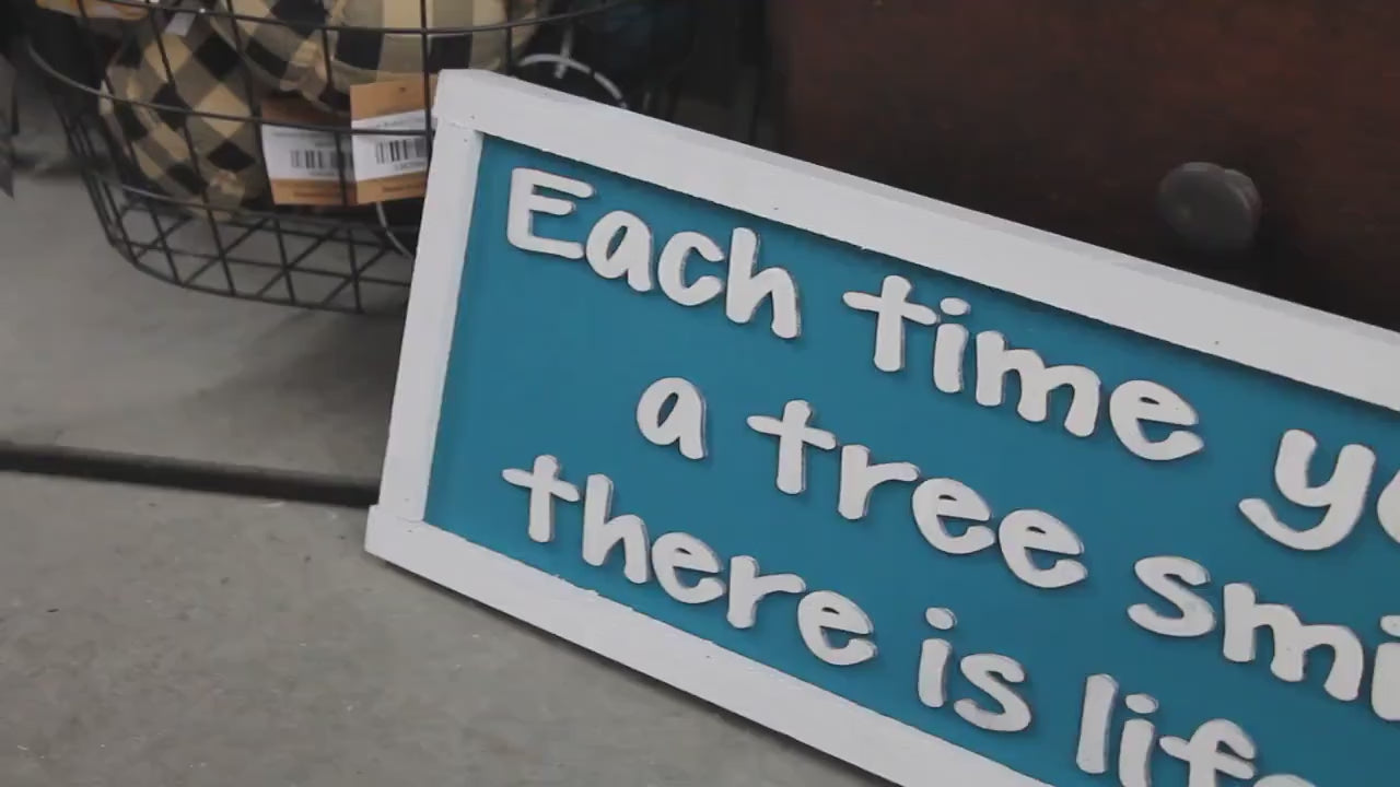 Handmade Book Lover Sign: Blue & White Wooden Quote Wall Art