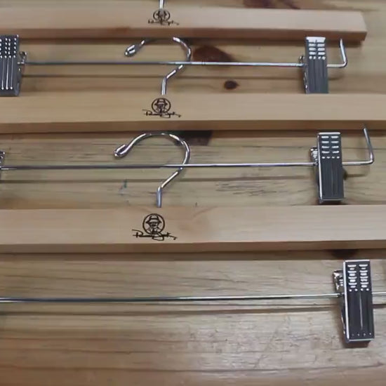 Engraved Wood Pant Hanger with Clips: Custom Logo Hanger