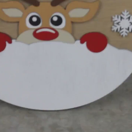 Handmade Peeking Deer Christmas Sign: Winter Home Decor