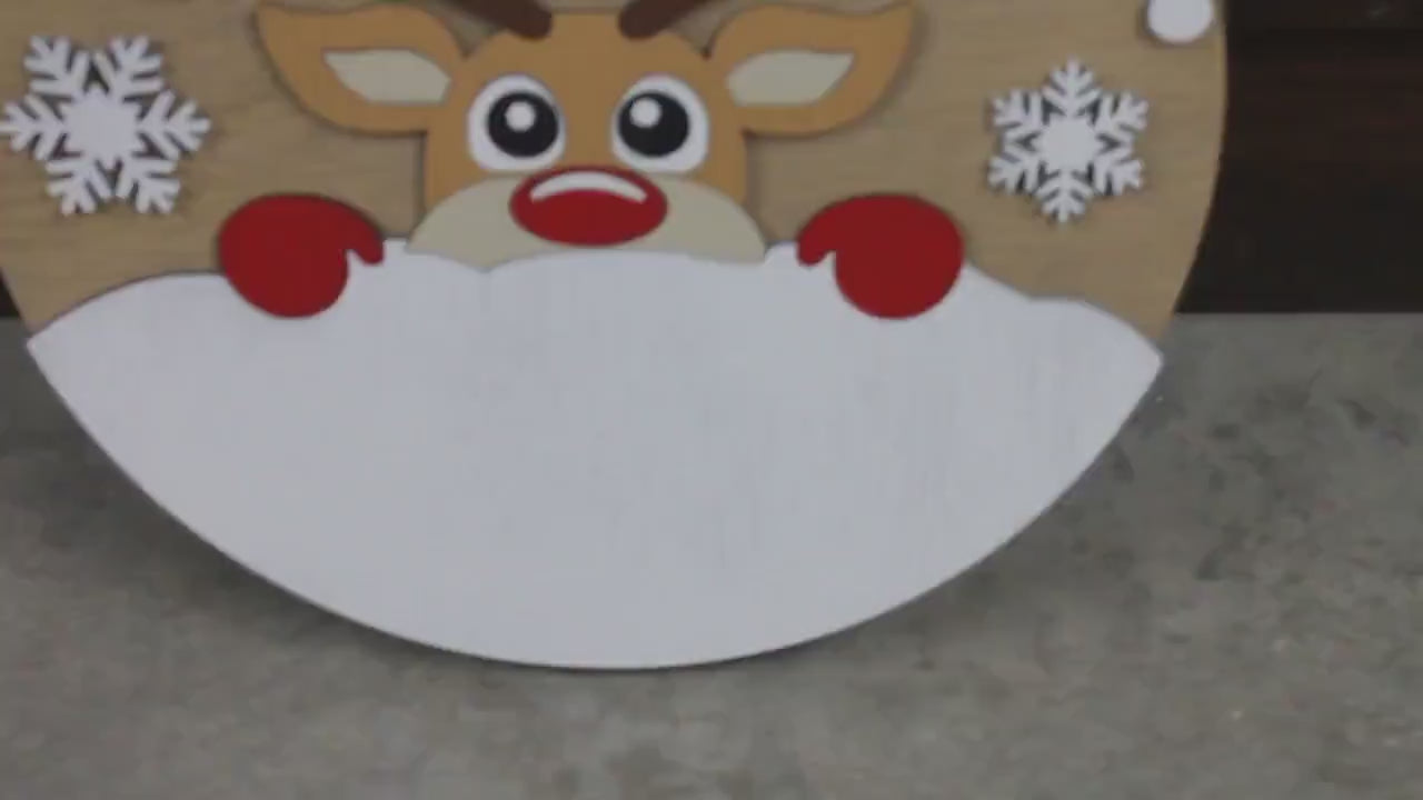 Handmade Peeking Deer Christmas Sign: Winter Home Decor