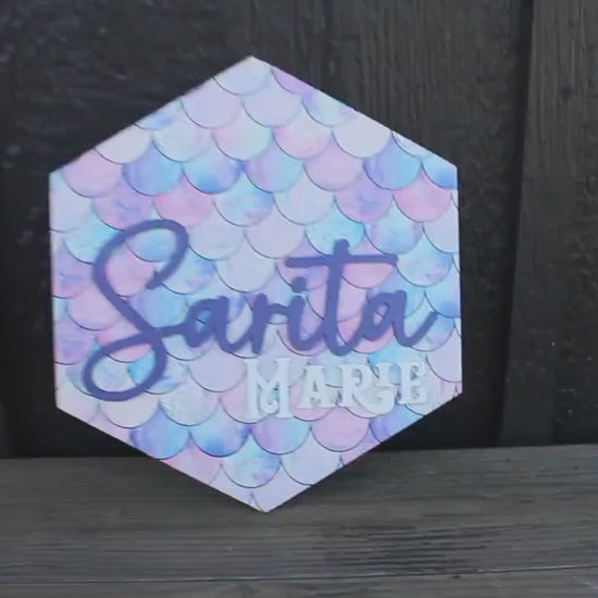 Custom Mermaid Name Sign: 3D Printed Kids Room Decor