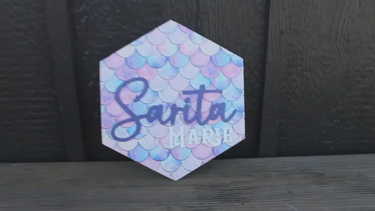 Custom Mermaid Name Sign: 3D Printed Kids Room Decor