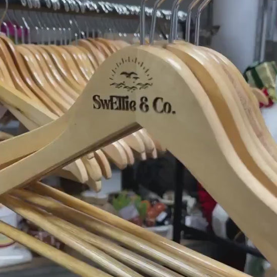 Engraved Wood Clothes Hanger: Custom Logo, Business Branding