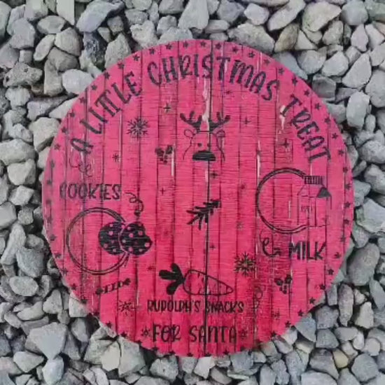 Dear Santa Tray A Little Christmas Treat Round Blue Cookies Milk Reindeer Carrot PVC Printed Christmas Day  Gift Snack Plate Leave for Santa