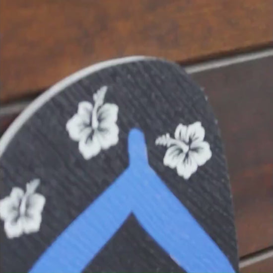 Contour Tropical Flipflop Please Wash Sand BNB Vacation Home Pool Beach Hibiscus Outdoor Weather Proof  PVC Textured Woodgrain