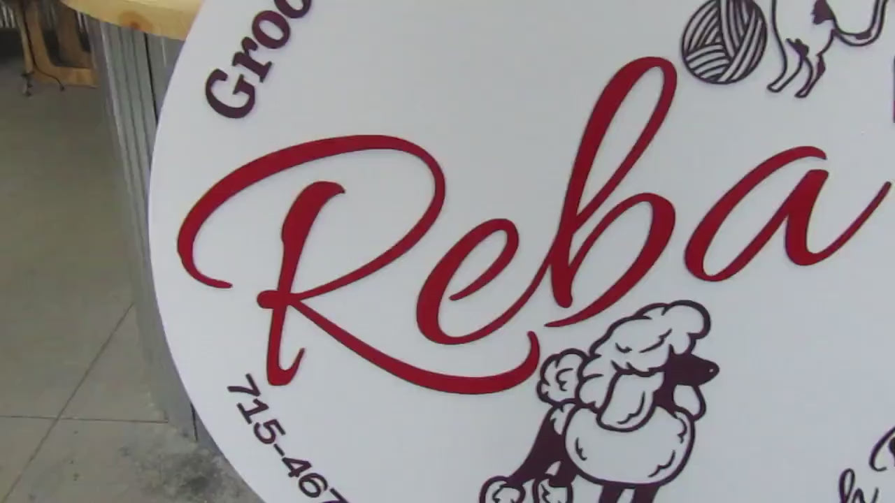 Custom Pet Business Sign: Poodle Logo, Handmade Wooden Sign