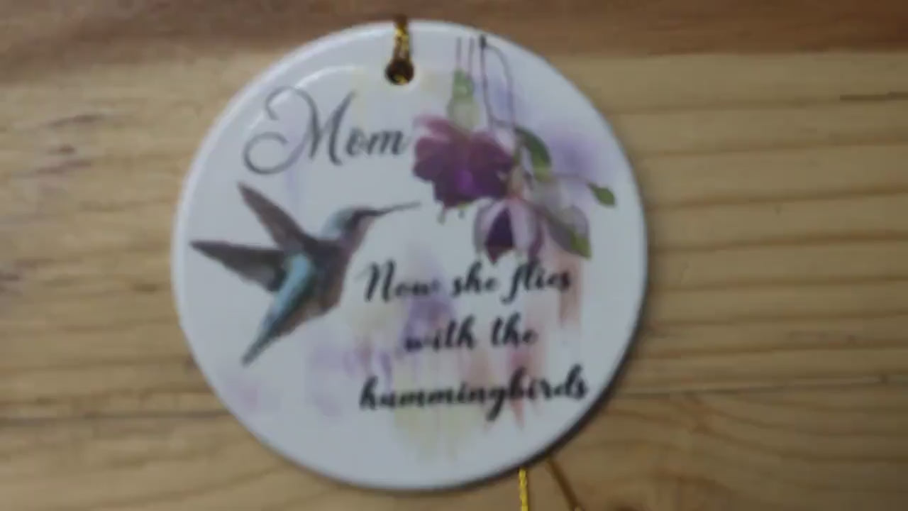 Mom Hummingbird Floral Ceramic Memorial Ornament
