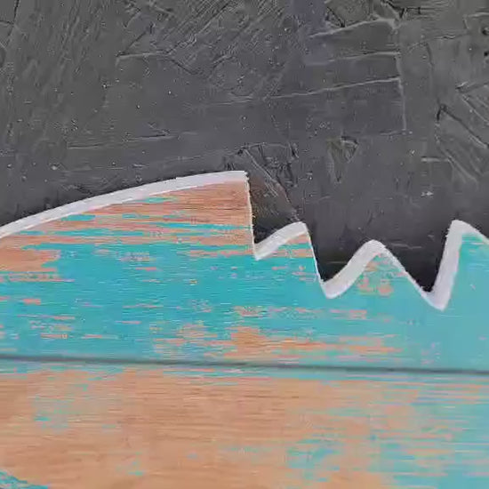 Shark Bite Surfboard Sign Custom to your business decor needs use your logo Printed on PVC