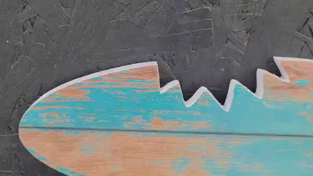 Shark Bite Surfboard Sign Custom to your business decor needs use your logo Printed on PVC