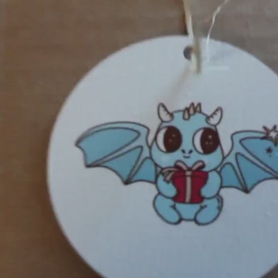 Dragon Little Monster Cute Cartoon Festive Cryptic Ornament Collector Mythical Printed Keychain Giftable Gift for Him Gift for her Wooden