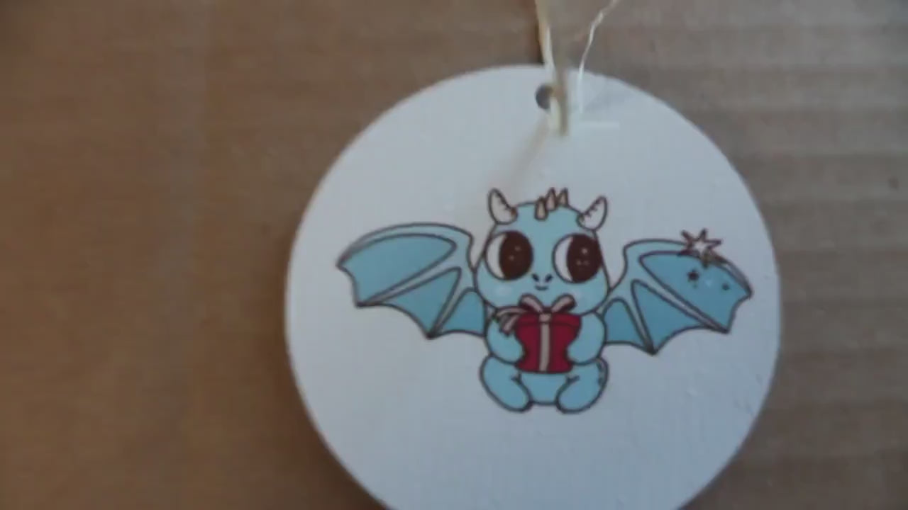 Dragon Little Monster Cute Cartoon Festive Cryptic Ornament Collector Mythical Printed Keychain Giftable Gift for Him Gift for her Wooden