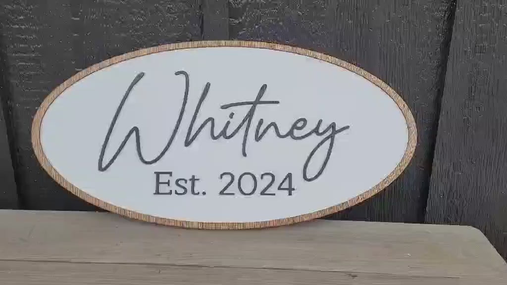 Custom Family Name Sign • 3D Raised Wood Oval Sign • Personalized Established Sign • Rustic Home Decor • Wedding or Housewarming Gift