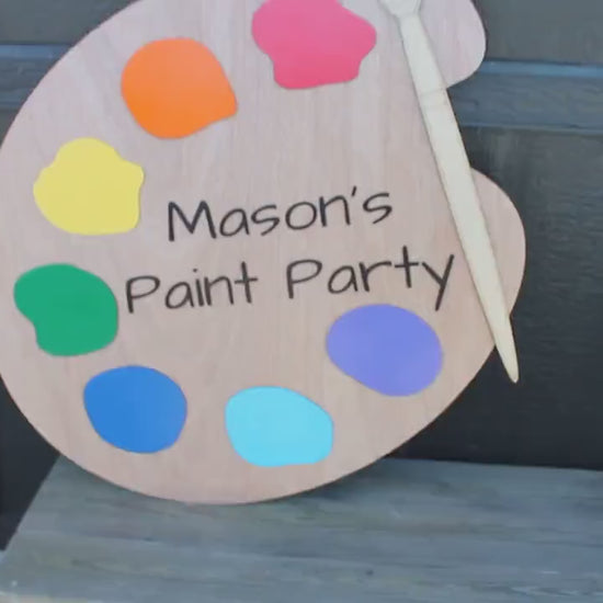 Custom Wood Artist Palette Sign: Laser Cut Paint Party Decor