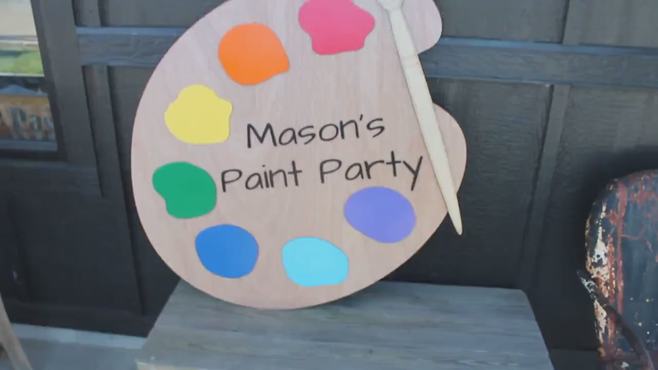 Custom Wood Artist Palette Sign: Laser Cut Paint Party Decor