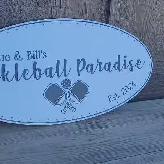 Personalized Pickleball Sign: Oval Weatherproof PVC, Custom Logo