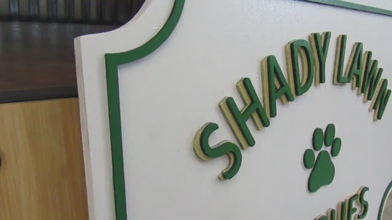 Custom Wooden Sign Animal Rescue Entrance Commerical Signage Paw Print Your Logo Business Name Personalized Raised 3D Letters Handmade