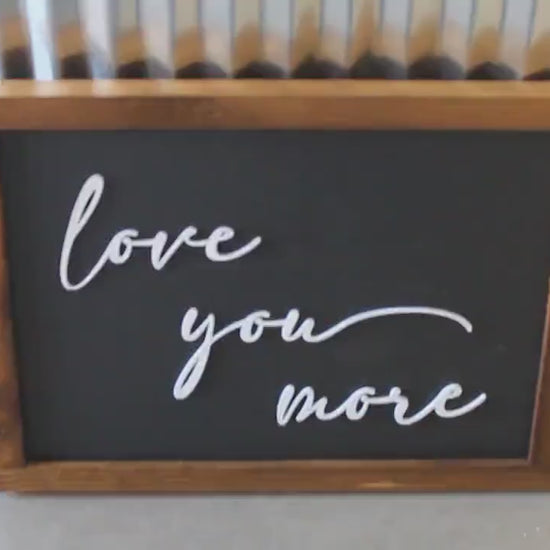 3D Wood “Love You More” Sign • Raised Lettering Home Decor • Rustic Framed Wall Art • Farmhouse Bedroom Sign • Handmade Wooden Gift