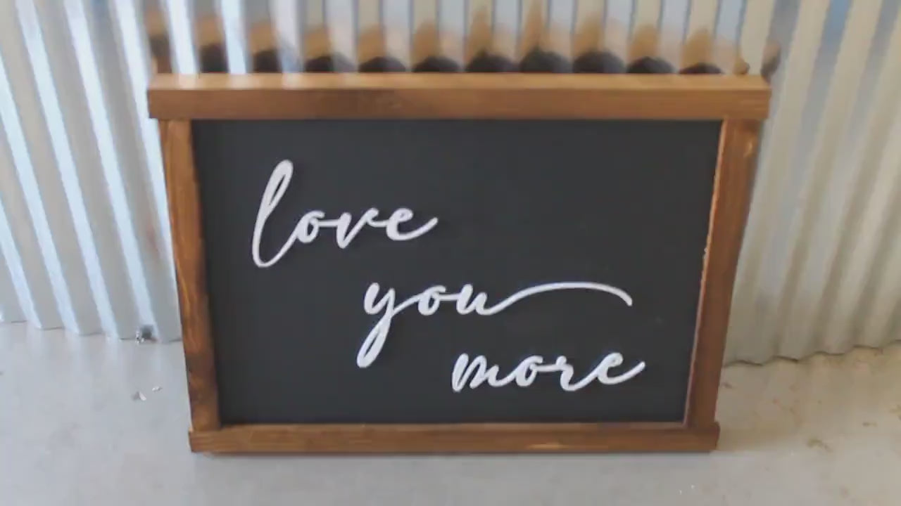 3D Wood “Love You More” Sign • Raised Lettering Home Decor • Rustic Framed Wall Art • Farmhouse Bedroom Sign • Handmade Wooden Gift