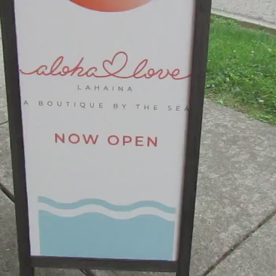 Boutique Aloha Boardwalk Free Standing Sign By The Beach Full Color Printed on Wood Your Logo Sidewalk Sign Wooden Sign A Frame Advertising