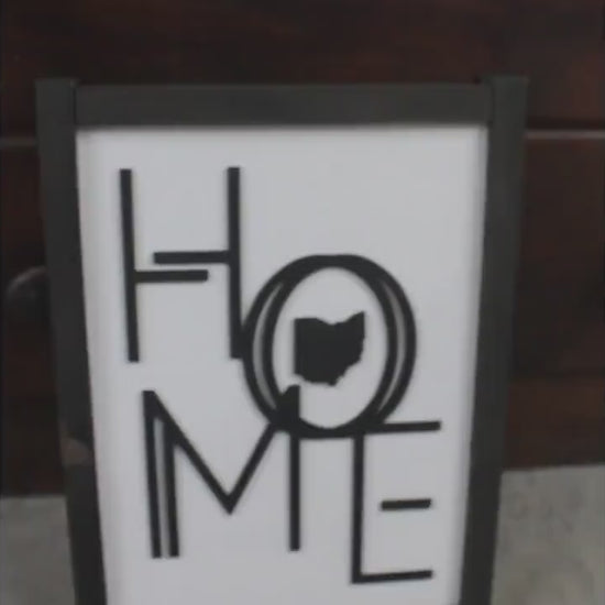 Ohio Home State Wooden Sign: 3D Raised Text, Handmade Framed Decor