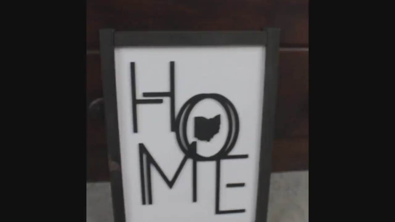 Ohio Home State Wooden Sign: 3D Raised Text, Handmade Framed Decor