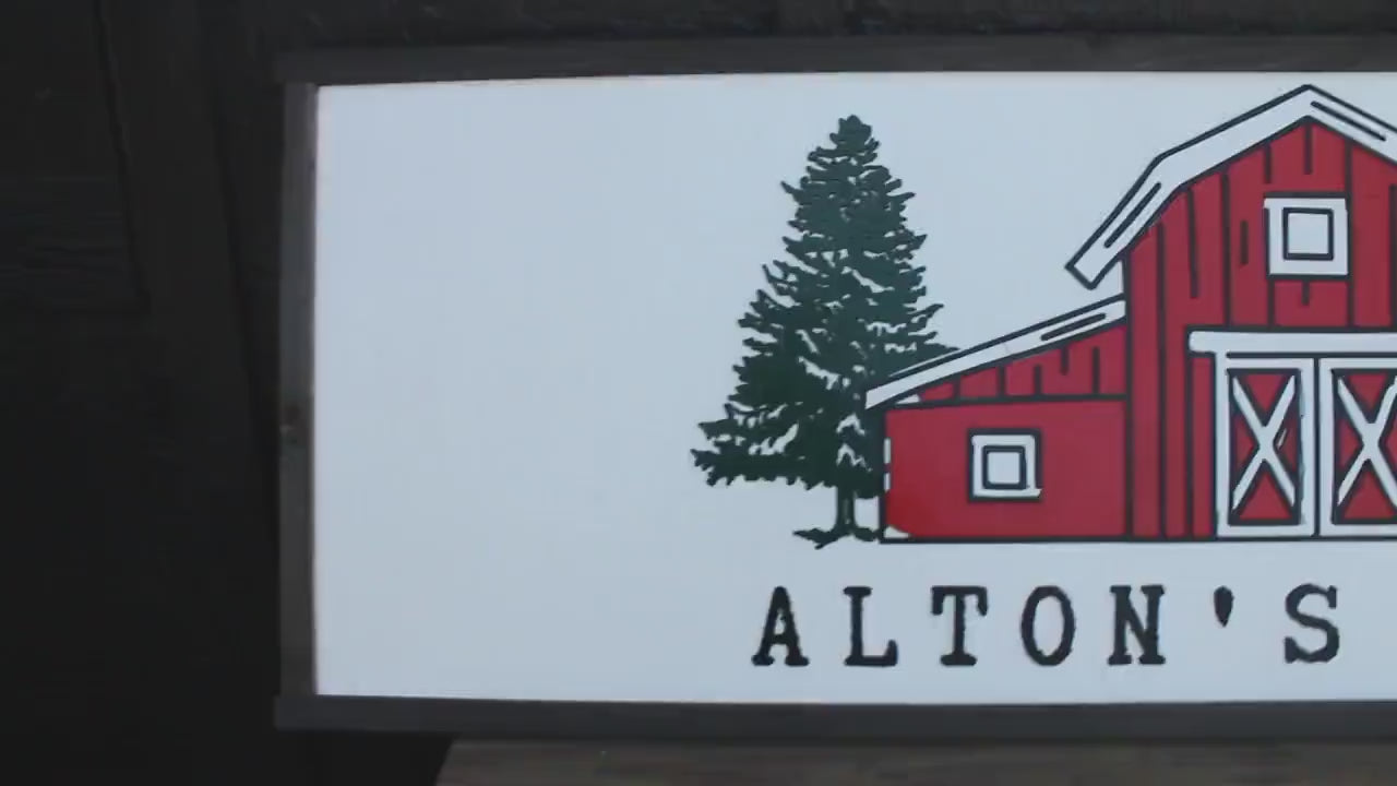Custom Business Logo Sign: 3D Layered Wood Barn Acres Sign