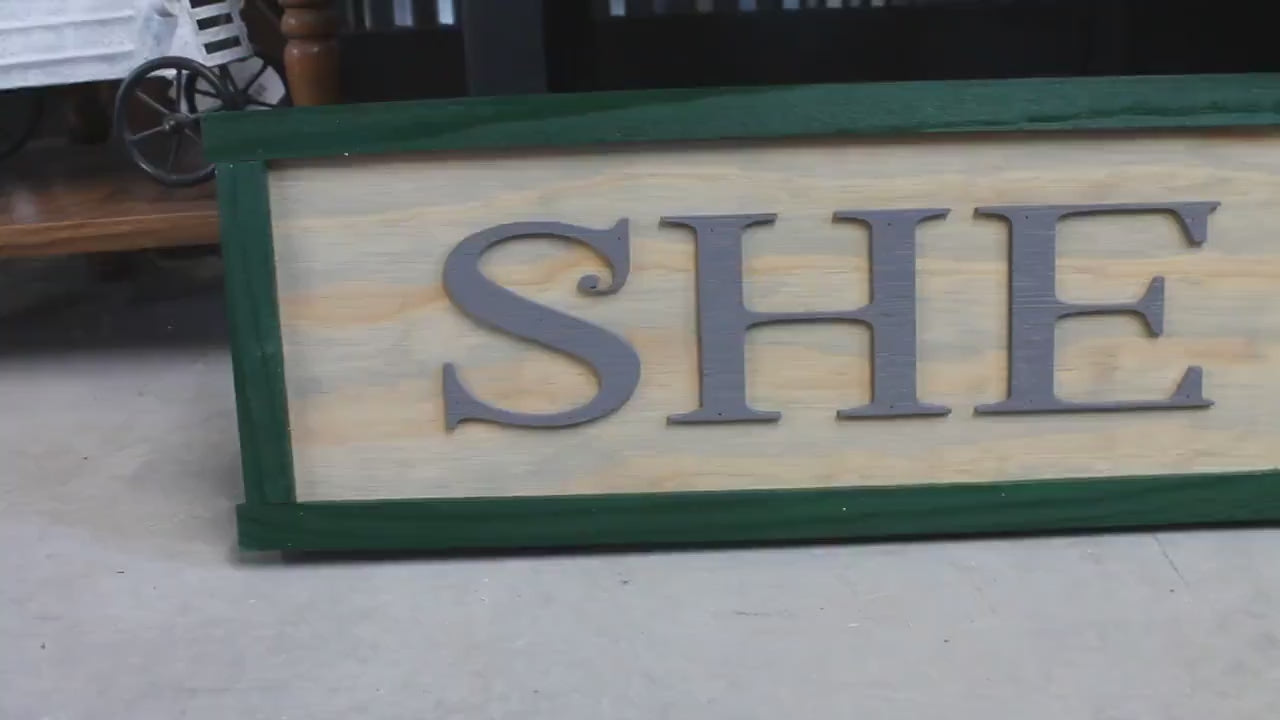 Wooden Sign She Shed Handmade Gift Building Sign Personalized Sign Custom Made to Order 3D Signage Ranch Style Country