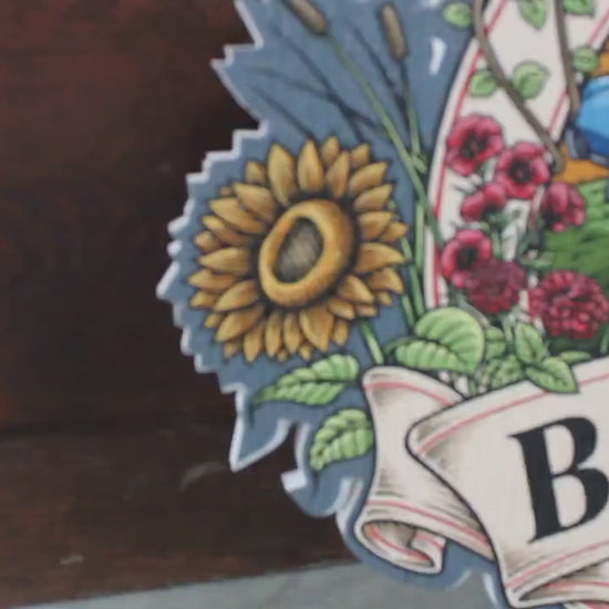 Sustainable Textured Garden Vintage Car Oval Contour Custom Made Sign Your Logo PVC All Weather Outdoor Fade Resistant UV Printed Color