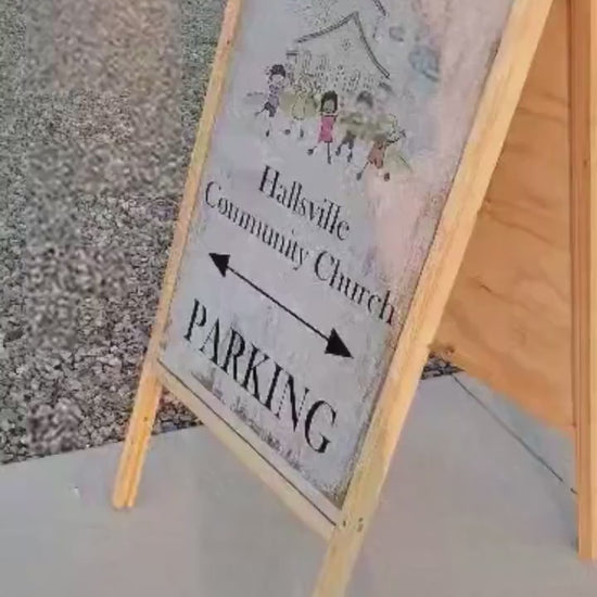 Custom Logo A-Frame Sidewalk Sign: Folding Plywood Business Sign