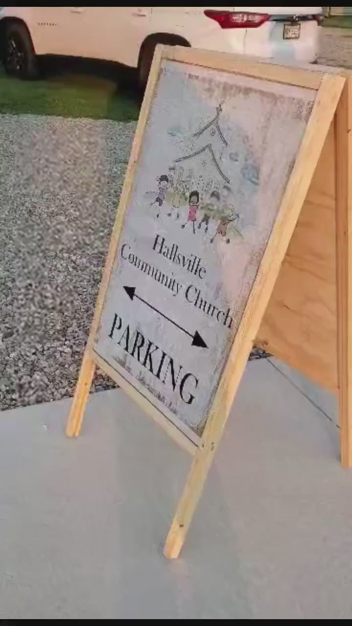 Custom Logo A-Frame Sidewalk Sign: Folding Plywood Business Sign