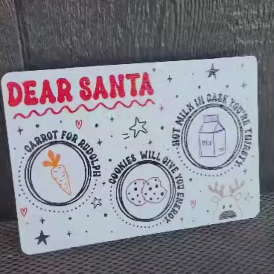 Dear Santa Tray Cookies Milk Reindeer Carrot PVC Printed Christmas Day Treat Gift Snack Plate Leave for Santa