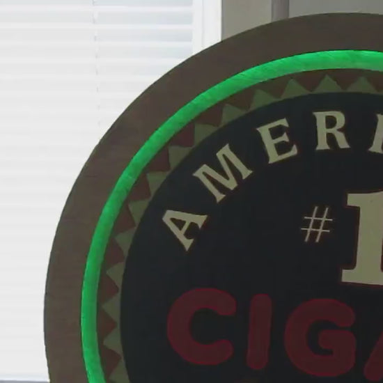 Custom Wood Cigar Shop #1 America Red White And Blue Wine LED Light Sign Commerical Signage Bar Store Convenient Shop Basement Handmade