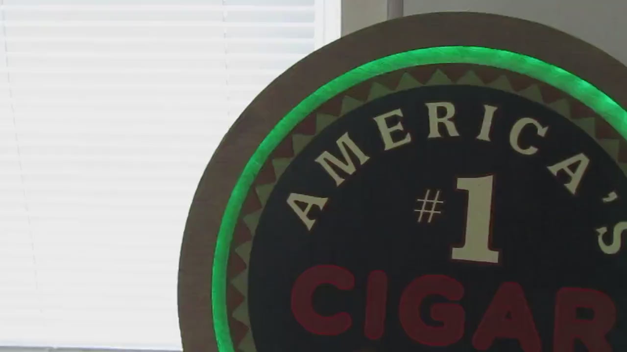 Custom Wood Cigar Shop #1 America Red White And Blue Wine LED Light Sign Commerical Signage Bar Store Convenient Shop Basement Handmade