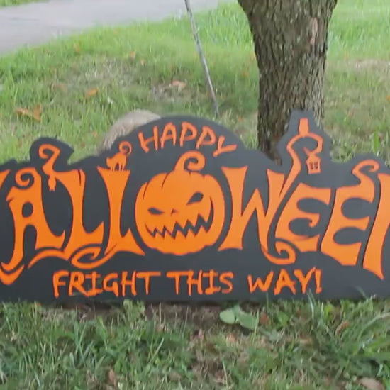 Happy Halloween Raised Wood Sign 3D Halloween Decor Rustic Outdoor Yard Sign Spooky Fall Porch Decoration Jacko lantern Pumpkin Patch