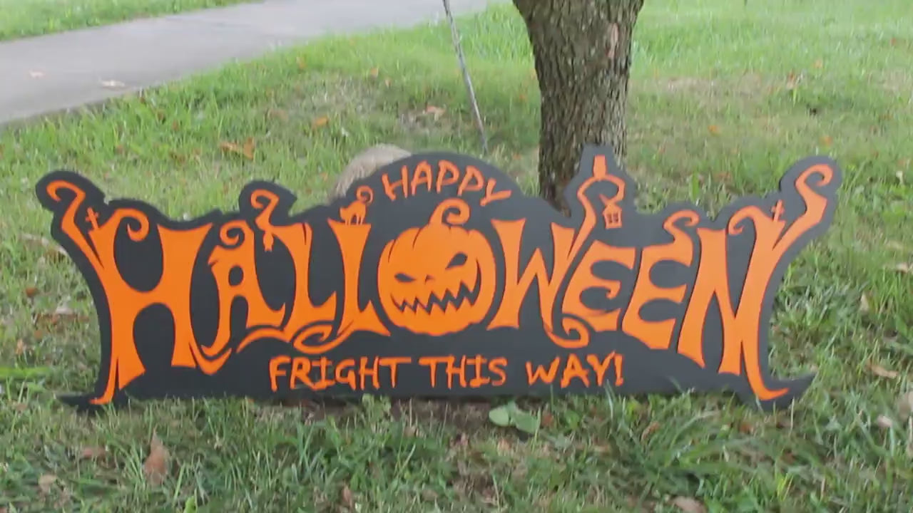 Happy Halloween Raised Wood Sign 3D Halloween Decor Rustic Outdoor Yard Sign Spooky Fall Porch Decoration Jacko lantern Pumpkin Patch